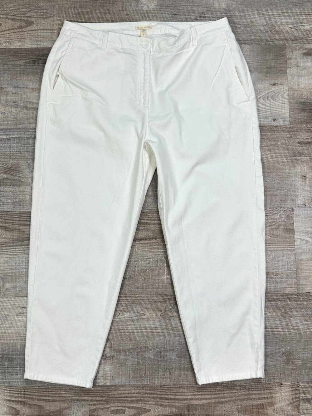 Eileen Fisher Jeans Women's Sz 14 White Ankle Organic Cotton Hemp Stretch Yacht